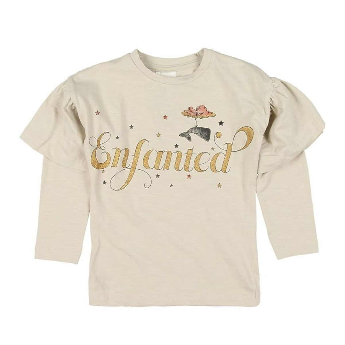 En Fant Bluse - Beige m. Print/Guld