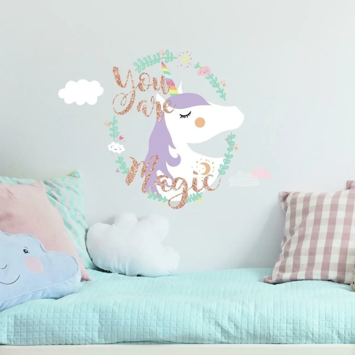 Enhjørning / Unicorn ''You are Magic'' Gigant Wallsticker med glitter