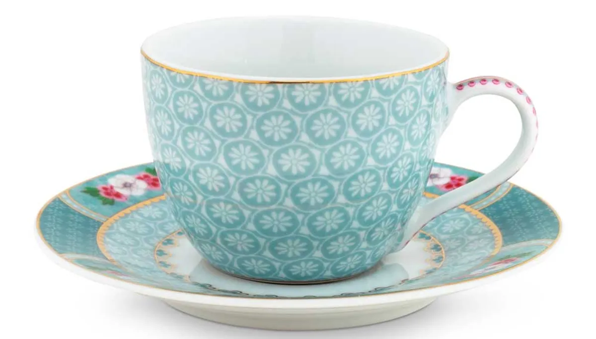 Espresso Cup & Saucer Blushing Birds Blue 120ml