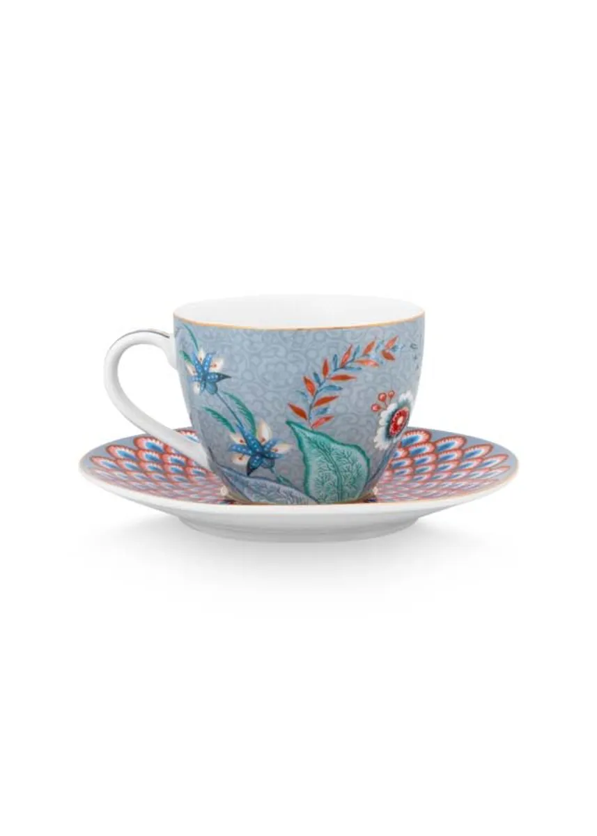 Espresso Cup & Saucer Flower Festival Light Blue120ml