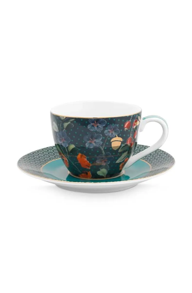 Espresso Cup & Saucer Winter Wonderland Overall Dark Blue 12