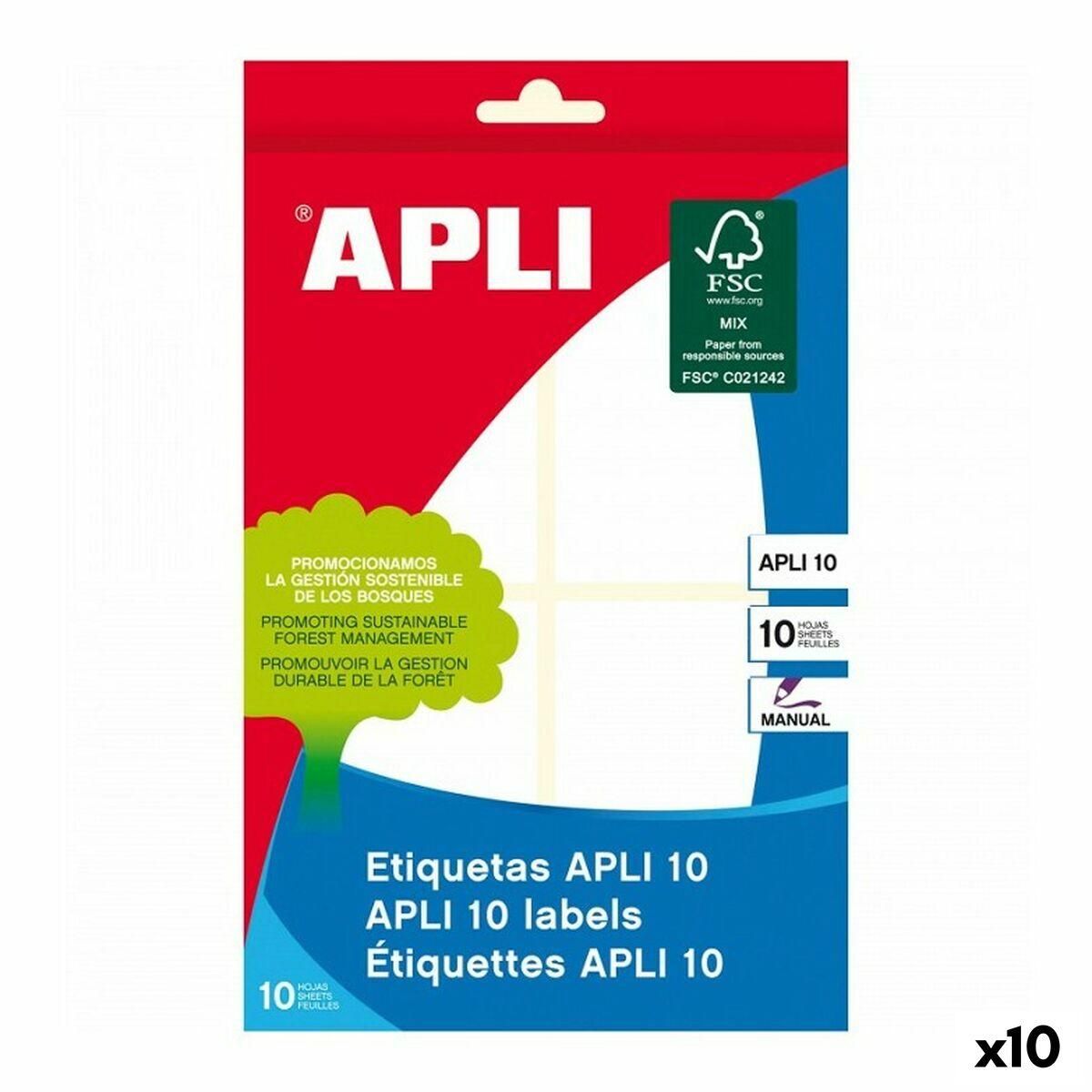 Etiketter Apli 10 120 Dele Hvid 10 Ark 36 x 40 mm (10 enheder)