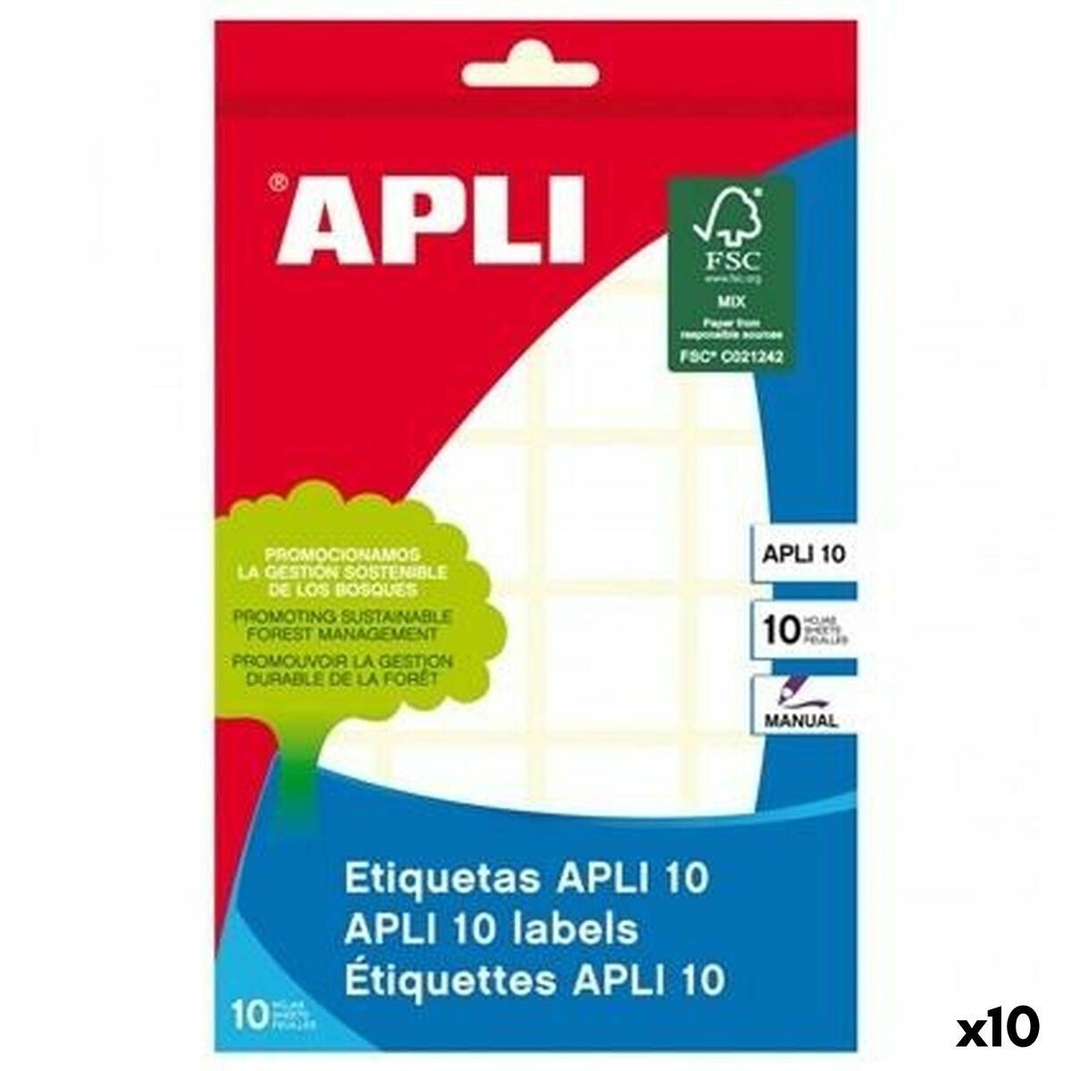 Etiketter Apli Hvid 10 Ark 22 x 32 mm (10 enheder)