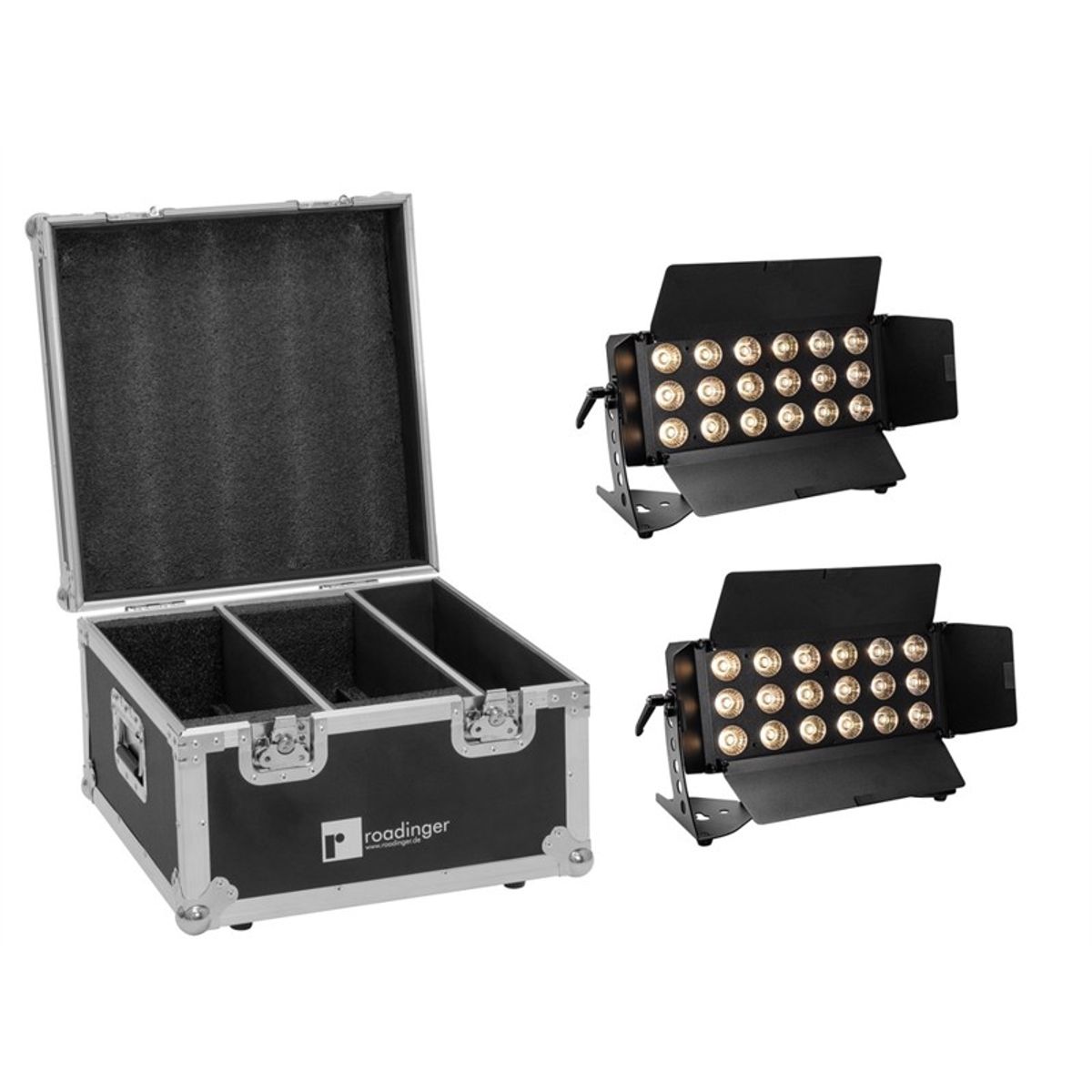 EUROLITE Set 2x LED CLS-18 QCL RGB/WW 18x7W + Flightcase