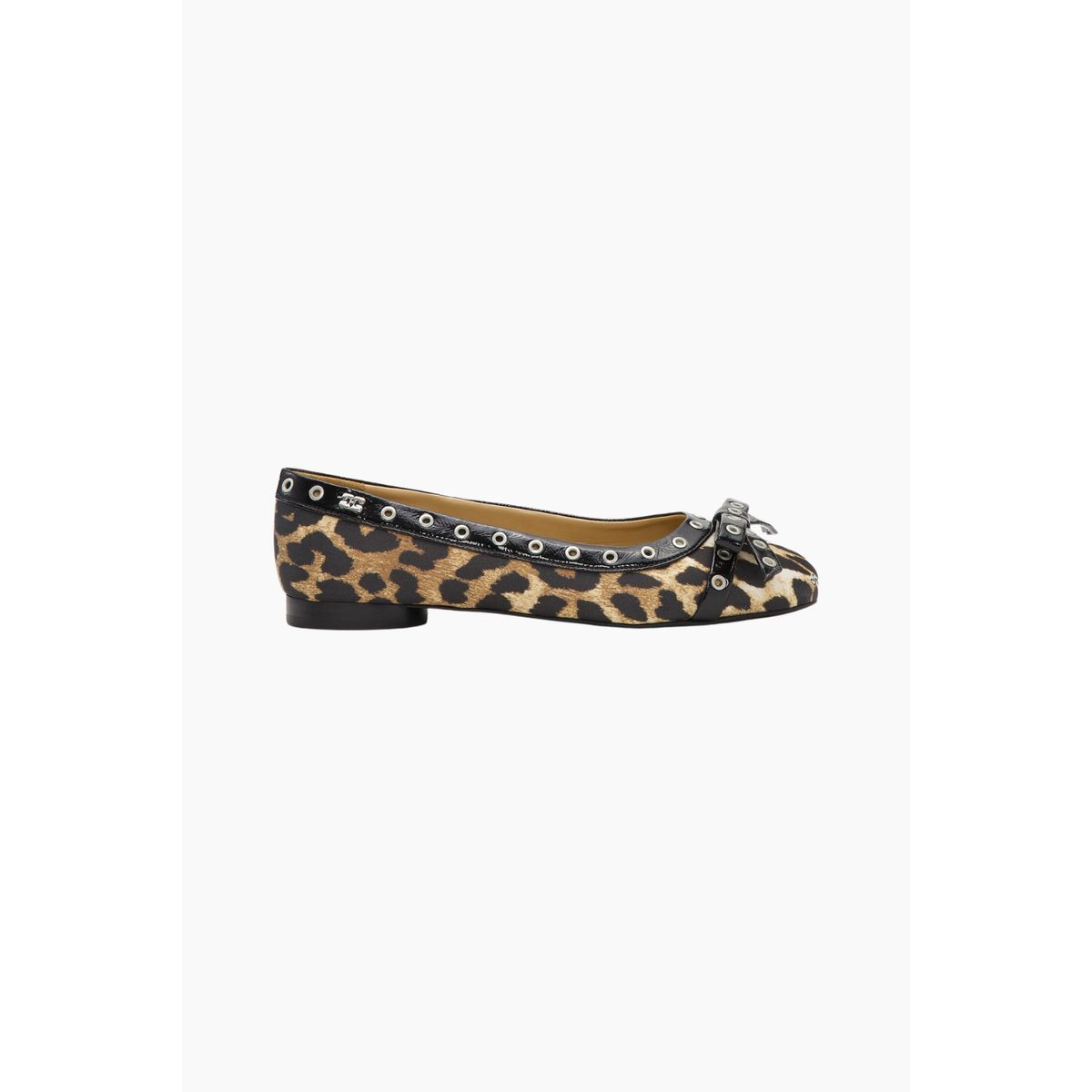 Eyelets Bow Ballerina Satin Print S2889 - Leopard Print - GANNI - Leopard 38