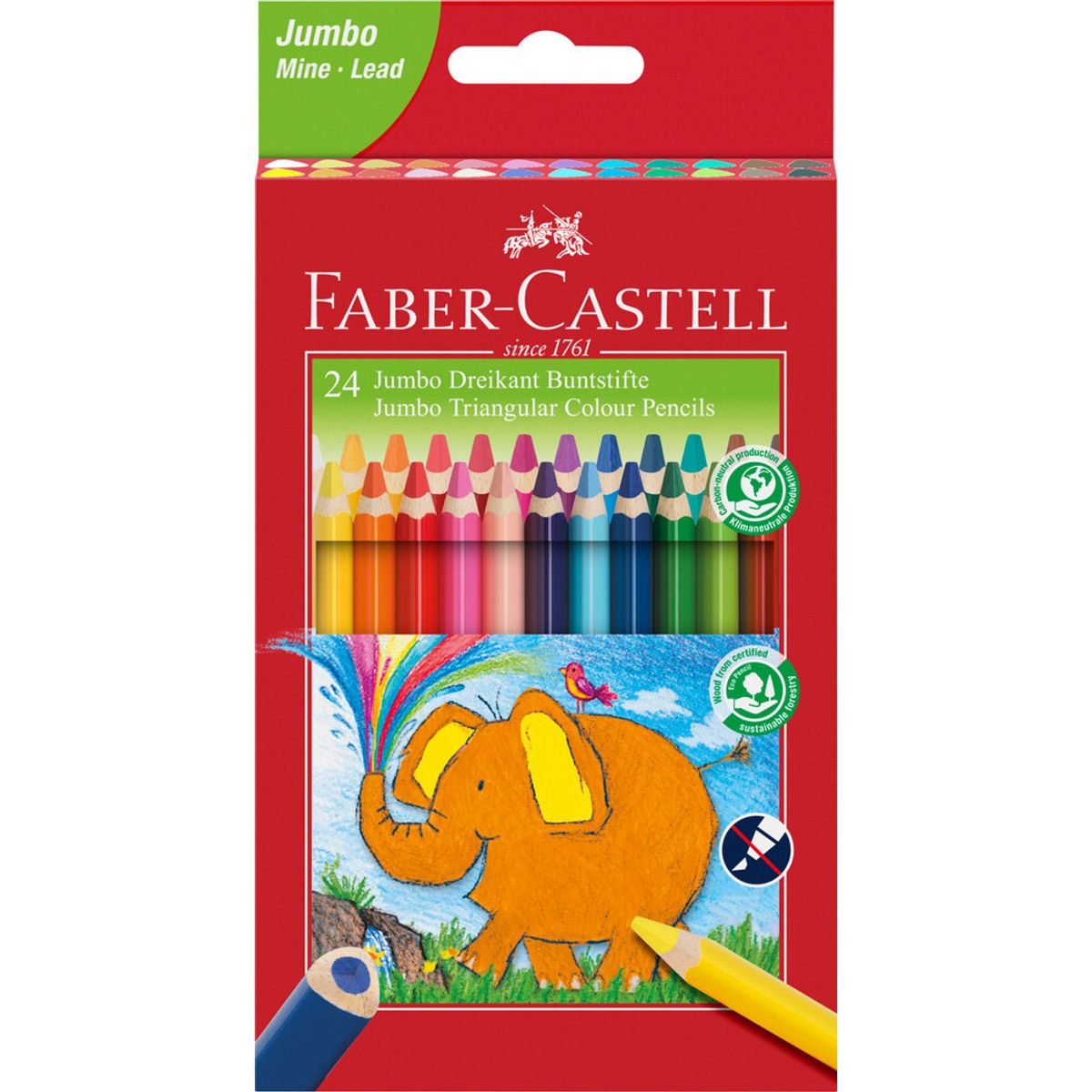 Faber-castell - Jumbo Trekantede Farveblyanter - 24 Stk