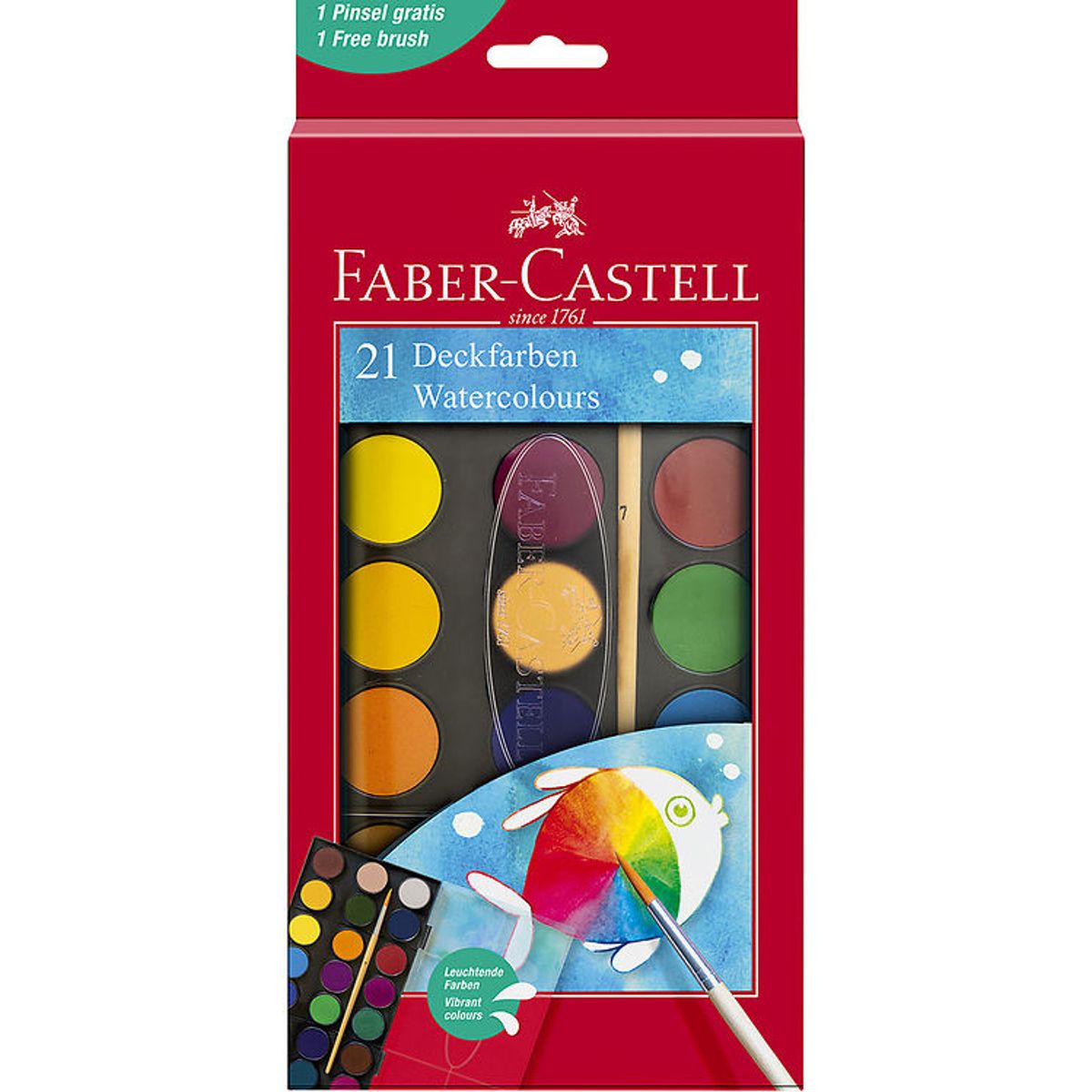 Faber-Castell Vandfarver - Akvarel - 21 Farver + 1 Pensel