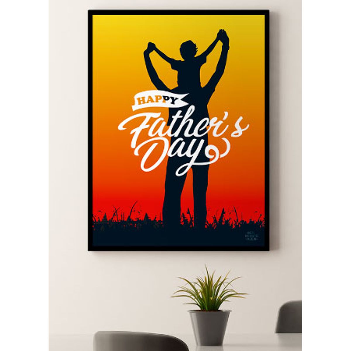 Fars dag plakat - Min far - silhouet solnedgang - 50 x 70 cm - Kr. 279,-