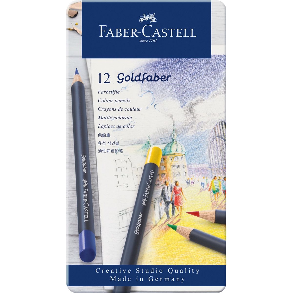 Farveblyant goldFaber tin 12 ass