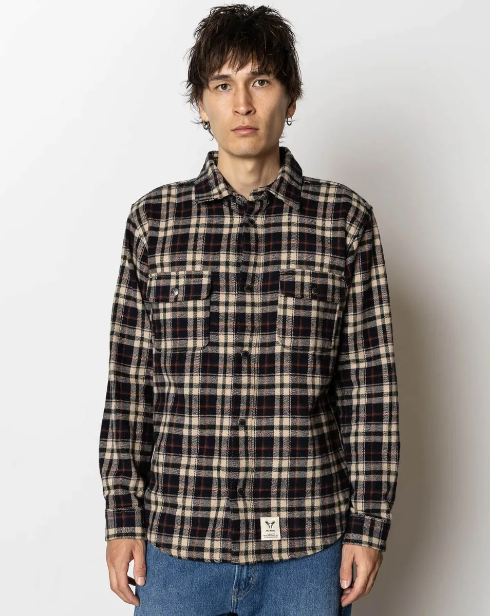 Fat Moose Adrian cotton check shirt Dark Navy / Ecru S