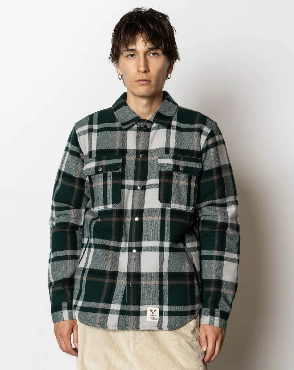 Fat Moose Asger Overshirt Mørk Grøn / Ecru