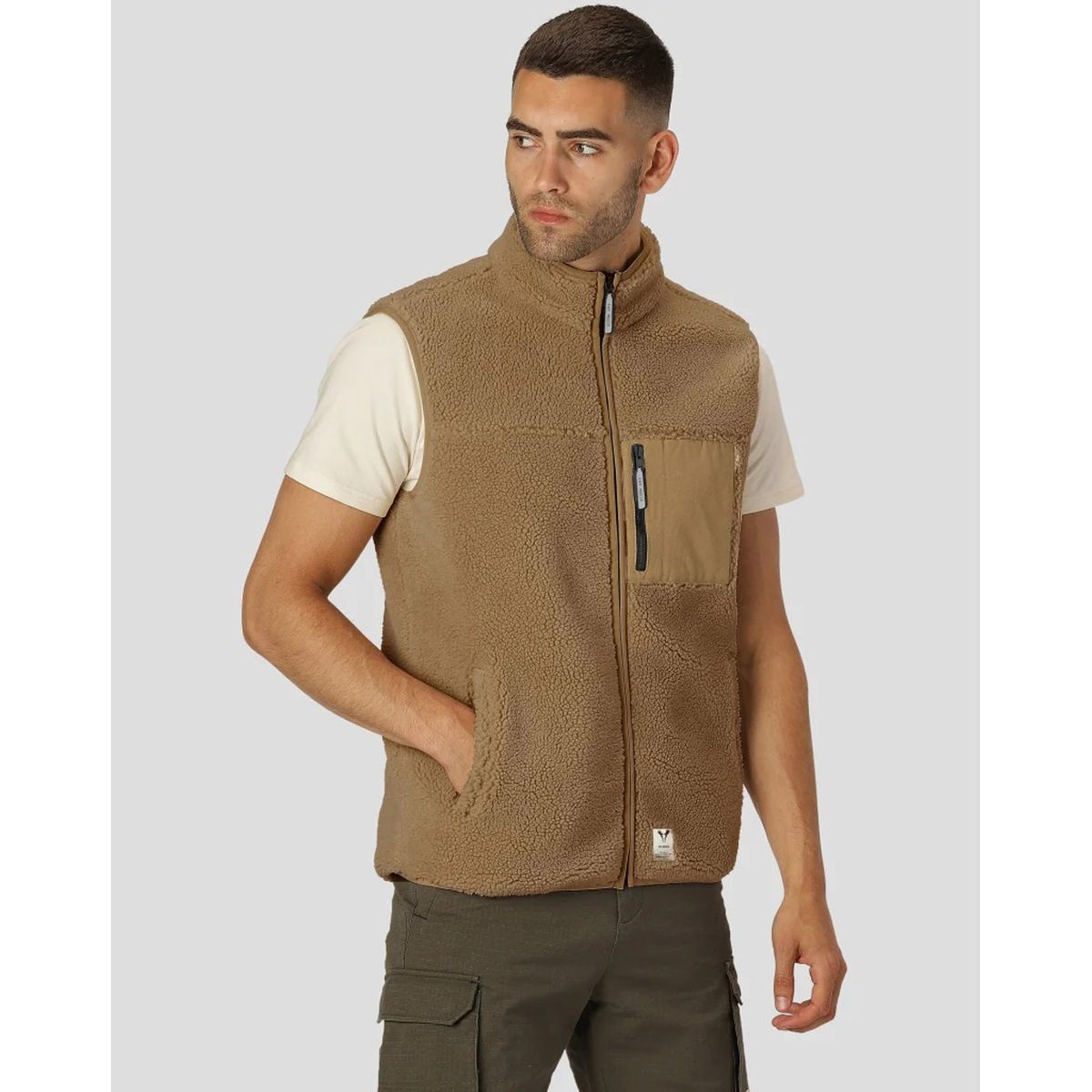 Fat Moose Hugh Fleece Vest Light Brun