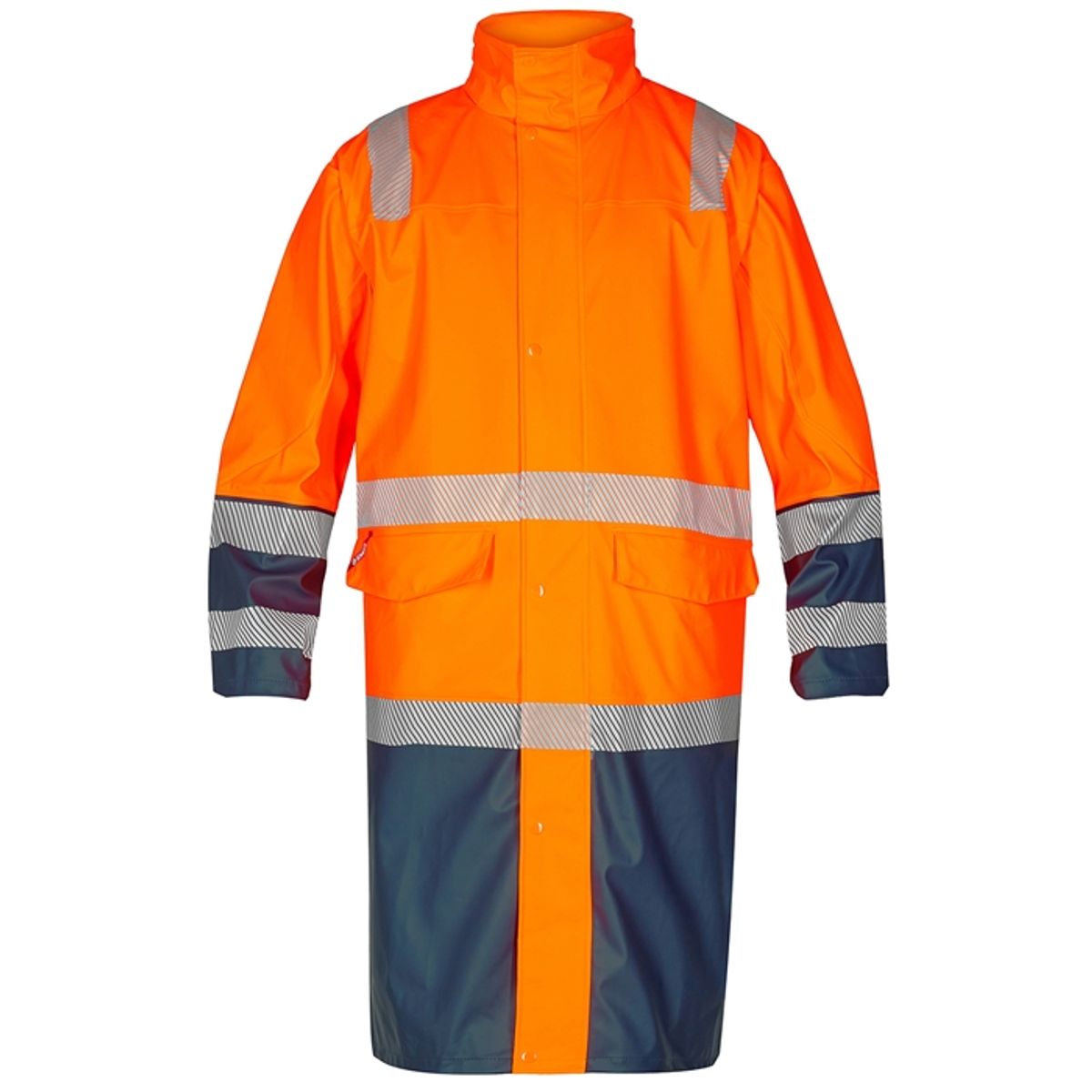 Fe-engel Safety Lang Regnjakke - Orange/marine-2xl