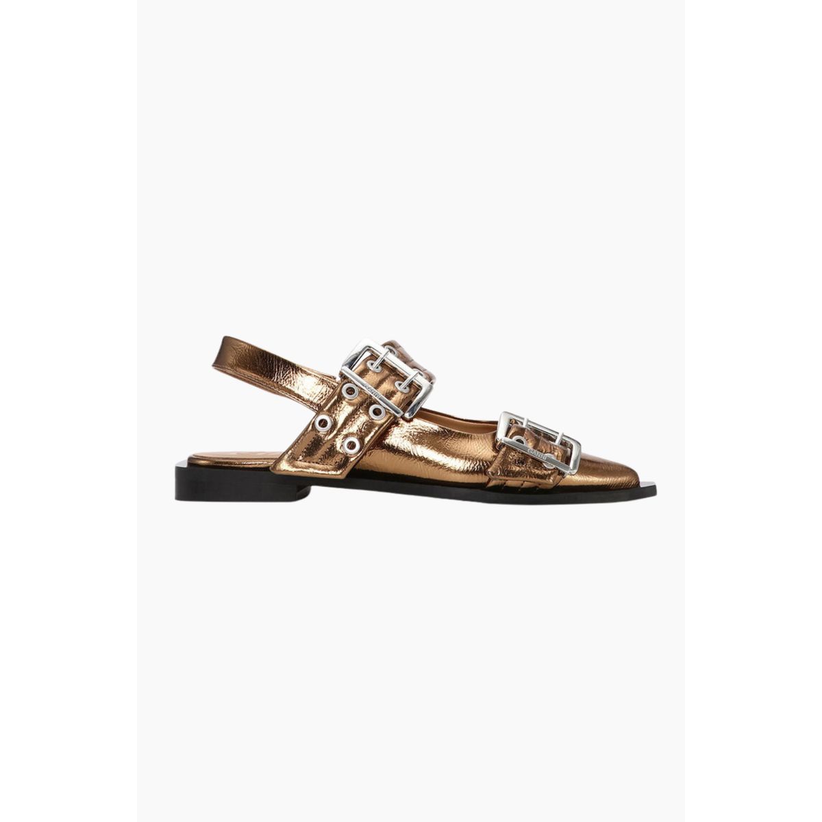 Feminine Buckle Ballerina Metallic S2799 - Bronze - GANNI - Brun 37