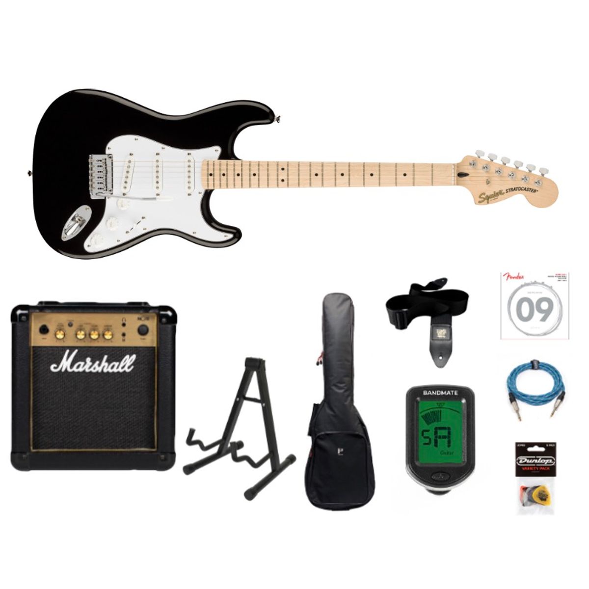 Fender Squier Affinity Stratocaster Startpakke (Sort)