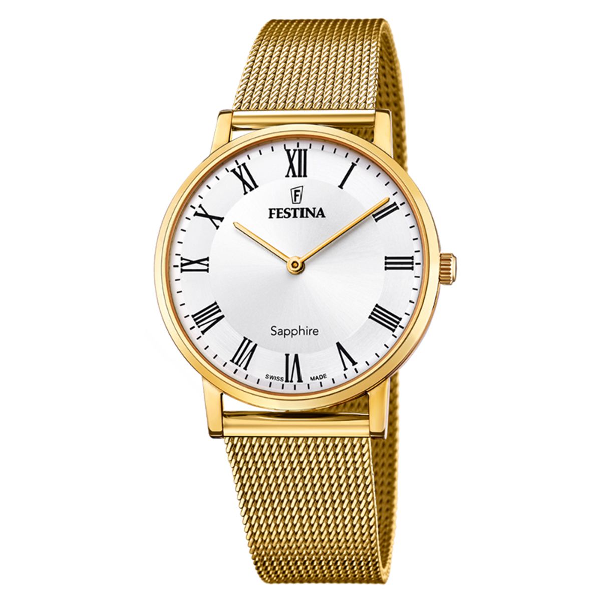 Festina Swiss Made Slim herreur i guldfarvet med lys urskive