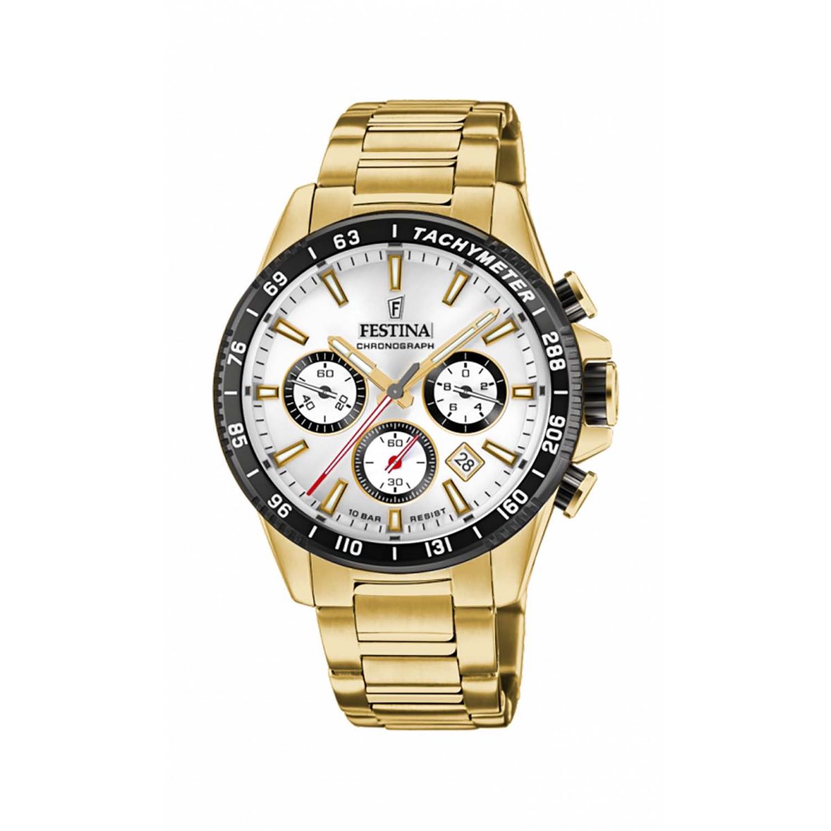 Festina - Timeless ur, hvid 45 mm Guld