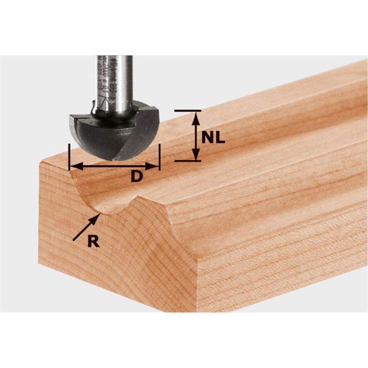 Festool Hulkehlfræser HW, skaft 8 mm HW S8 R8