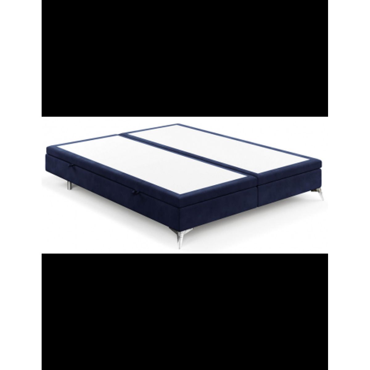 Fir sengeramme i velour med opbevaring 120 x 200 cm - Krom/Navy