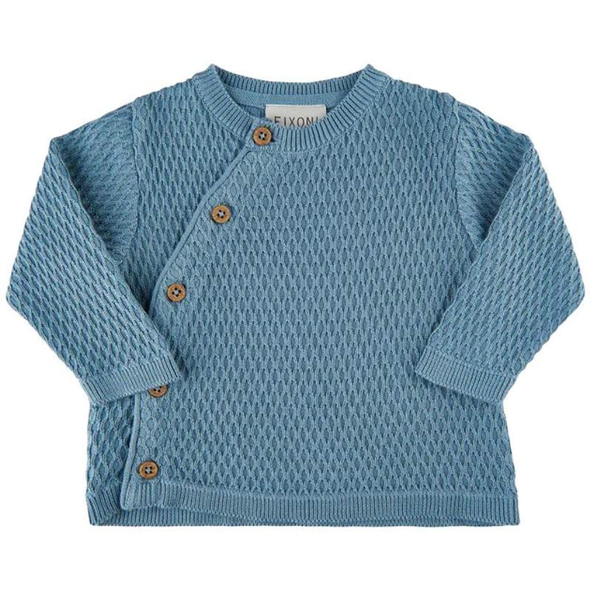 Fixoni - Baby Boy Knit Cardigan - Faded Denim - 74