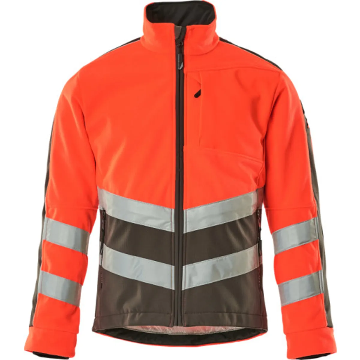 FLEECEJAKKE,4XL,HI-VIS RØD/MØR