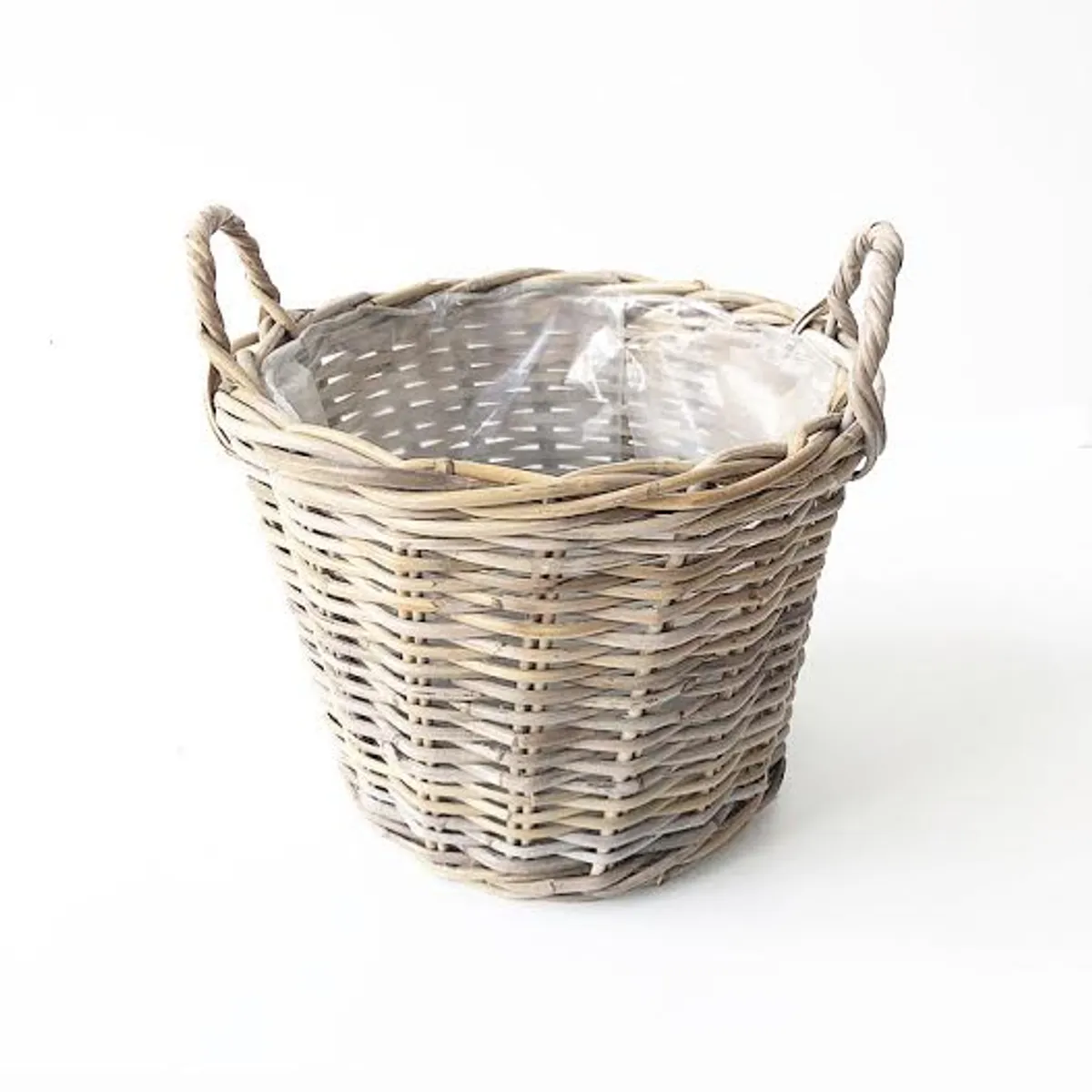 Fletkurv til planter | Grå rattan | Ø37xH30 cm