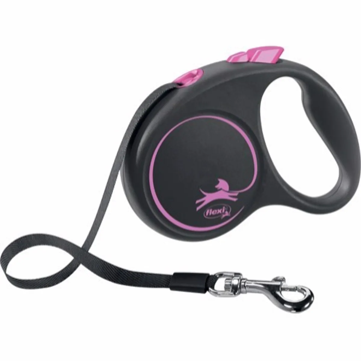 Flexi Black Design, Bånd line, Pink , 5M, Max 15 kg