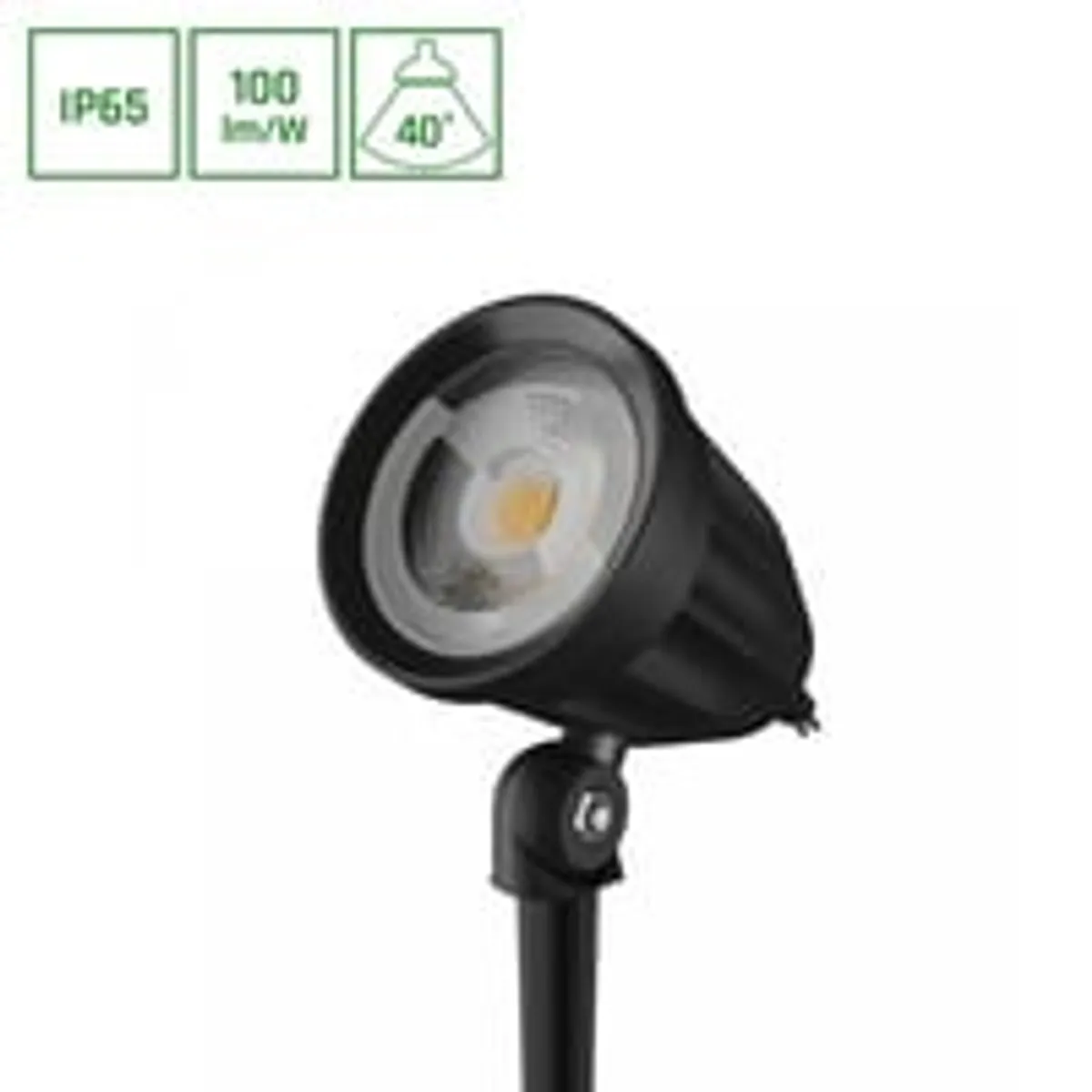 FLORI LIGERO 6W Varm Hvid 230V Udendrs LED Spotlight med Spike, Sort - IP65, 480lm, RA80