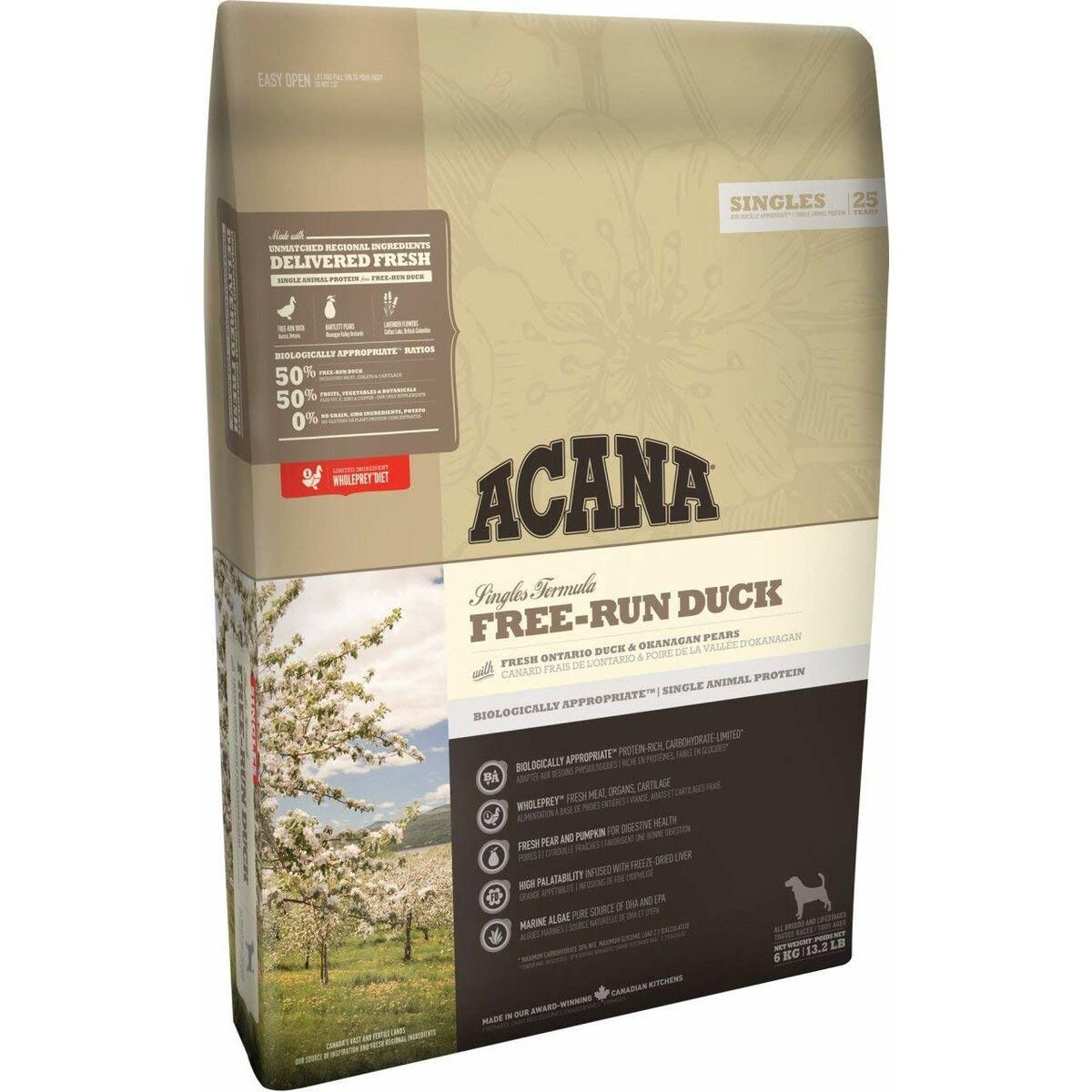 Foder Acana SINGLES Free-Run Duck Voksen And 11,4 Kg