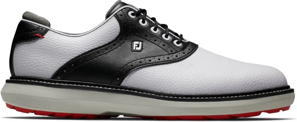 Footjoy Traditions Vandtætte Herre Golfsko Uden Spikes - White/Black/Grey - Str. 42 Normal