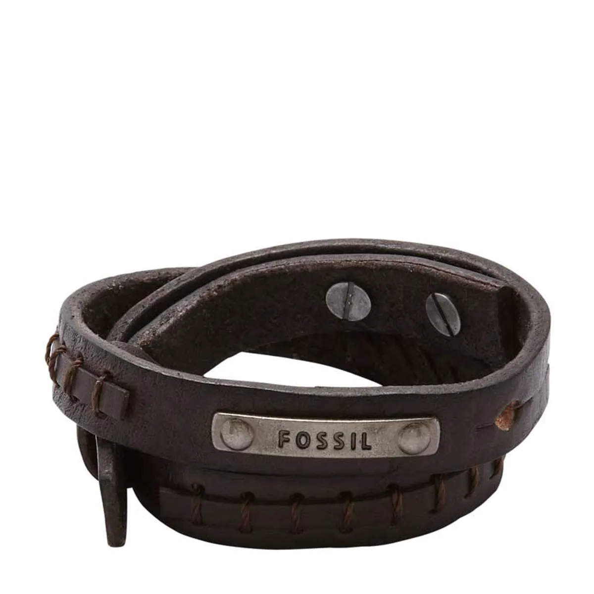 Fossil armbånd brun læder