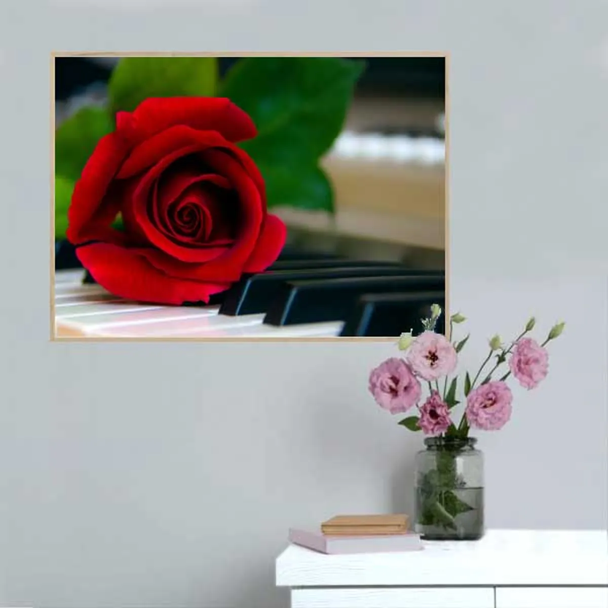 Fotoplakat - Klaver med rose - 30 x 21 cm / Small / vandret