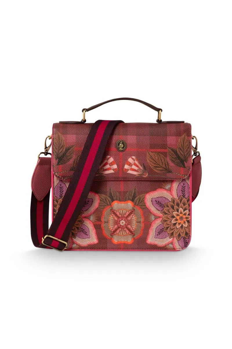 Frances Cross Body Flap Flores Felices Red 25x9x21.5cm