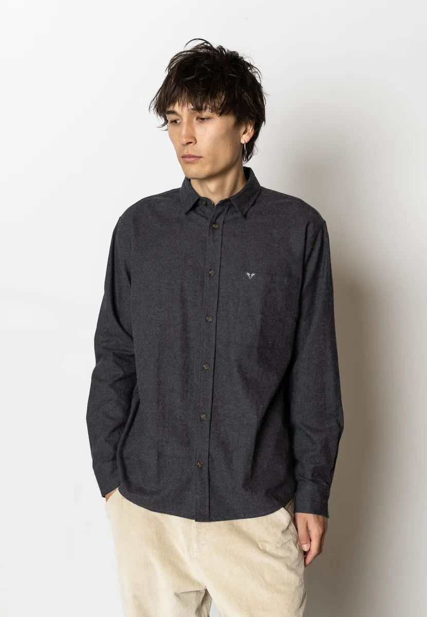 FRANK FLANNEL SHIRT - Dark Grey Melange