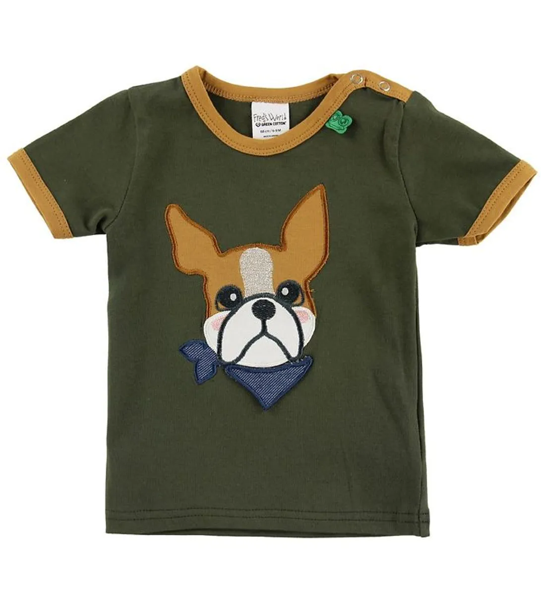 Freds World T-shirt - Armygrøn m. Bulldog