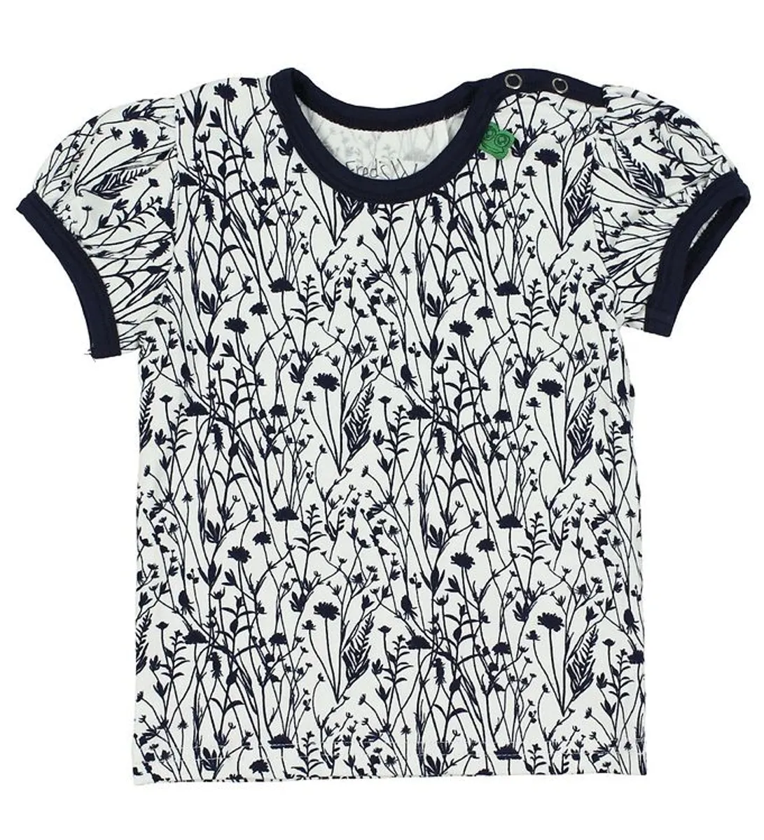 Freds World T-shirt - Creme/Navy m. Blomster