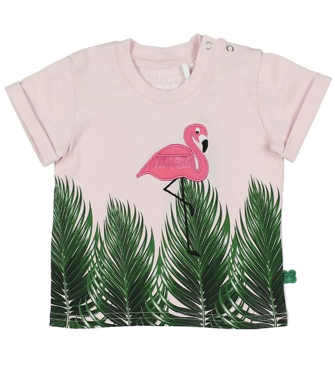 Freds World T-shirt - Lyserød m. Bladprint/Flamingo