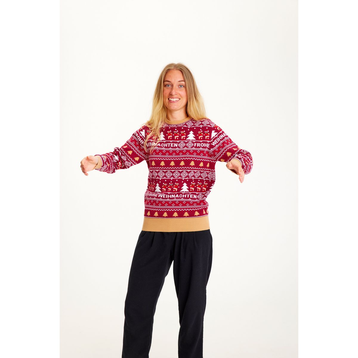 Frohe Weihnachten Sweater Bordeaux - dame / kvinder.