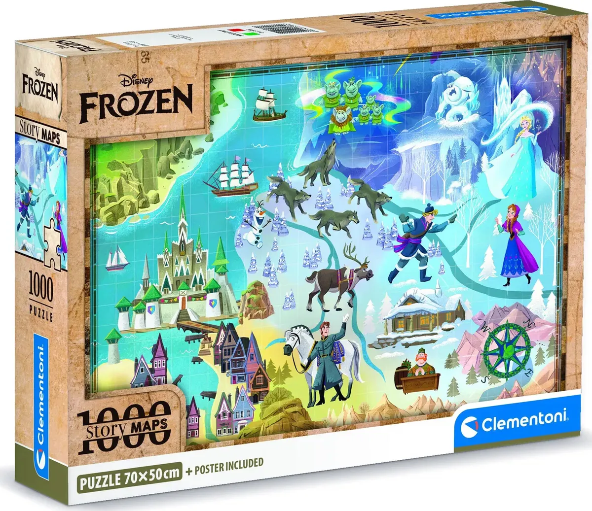 Frost Puslespil - Disney - Story Maps - Clementoni - 1000 Brikker