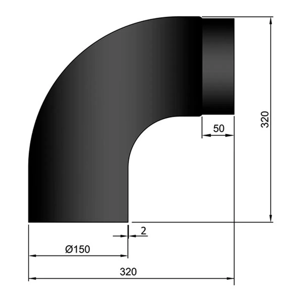 Full Form Bøjning 45-90 ° Ø150 mm