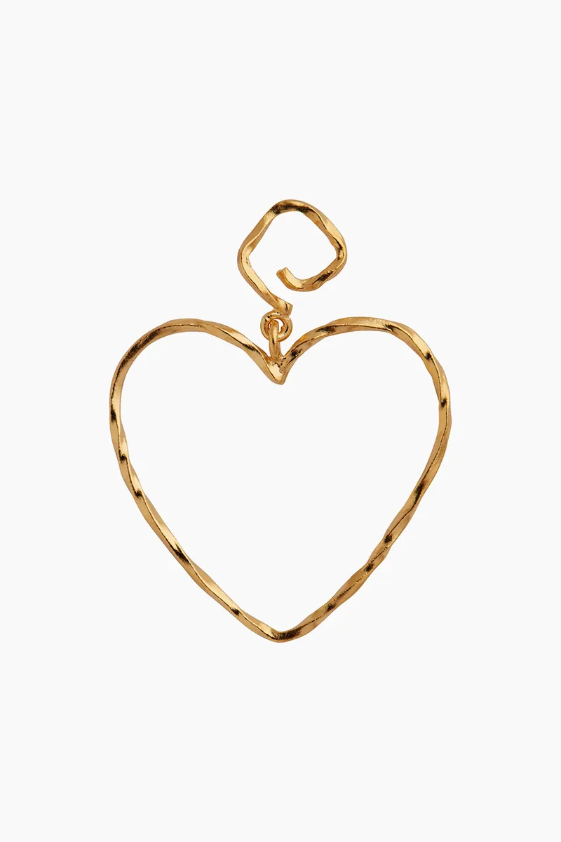 Funky Heart Earring - Gold - Stine A - Guld One Size