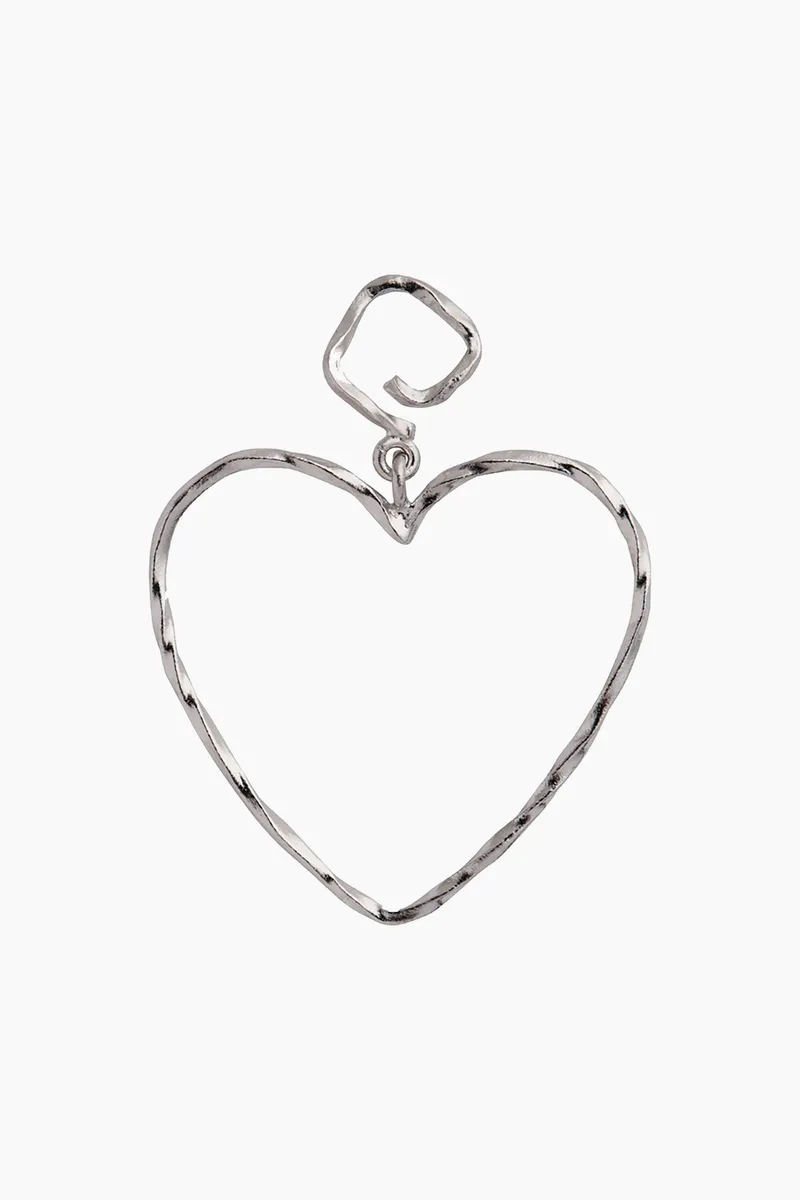 Funky Heart Earring - Silver - Stine A - Sølv One Size