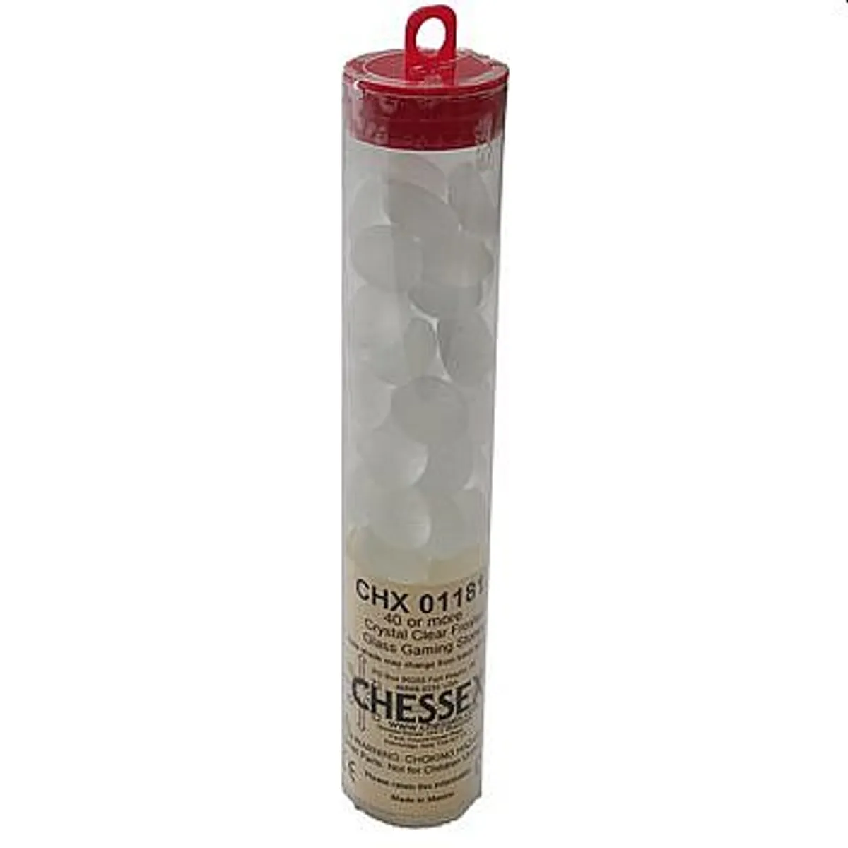 Gaming Counters - Chessex: Crystal Clear Frosted Glass Stones (Qty 40+) in 14cm Tube