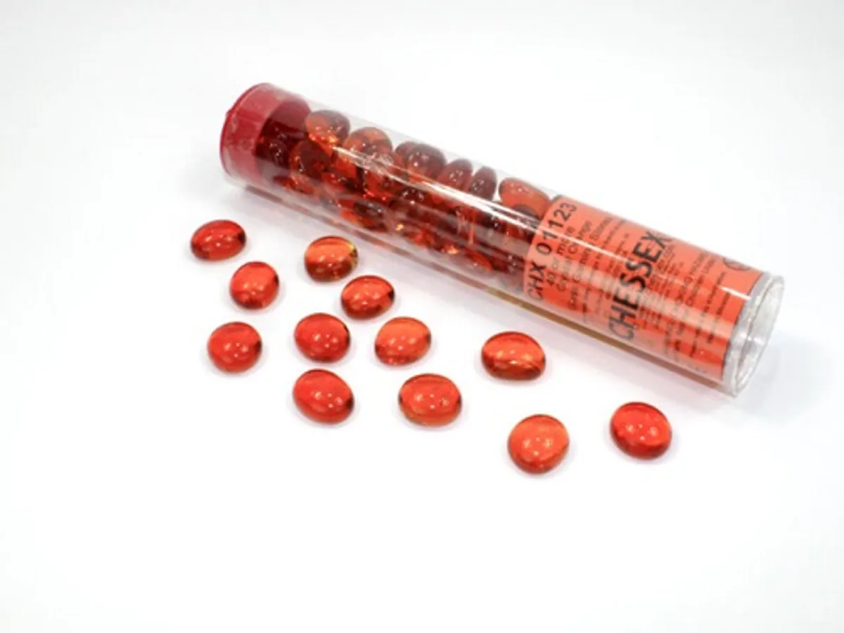 Gaming Counters - Chessex: Orange Glass Stones (Qty 40+) in 14cm Tube