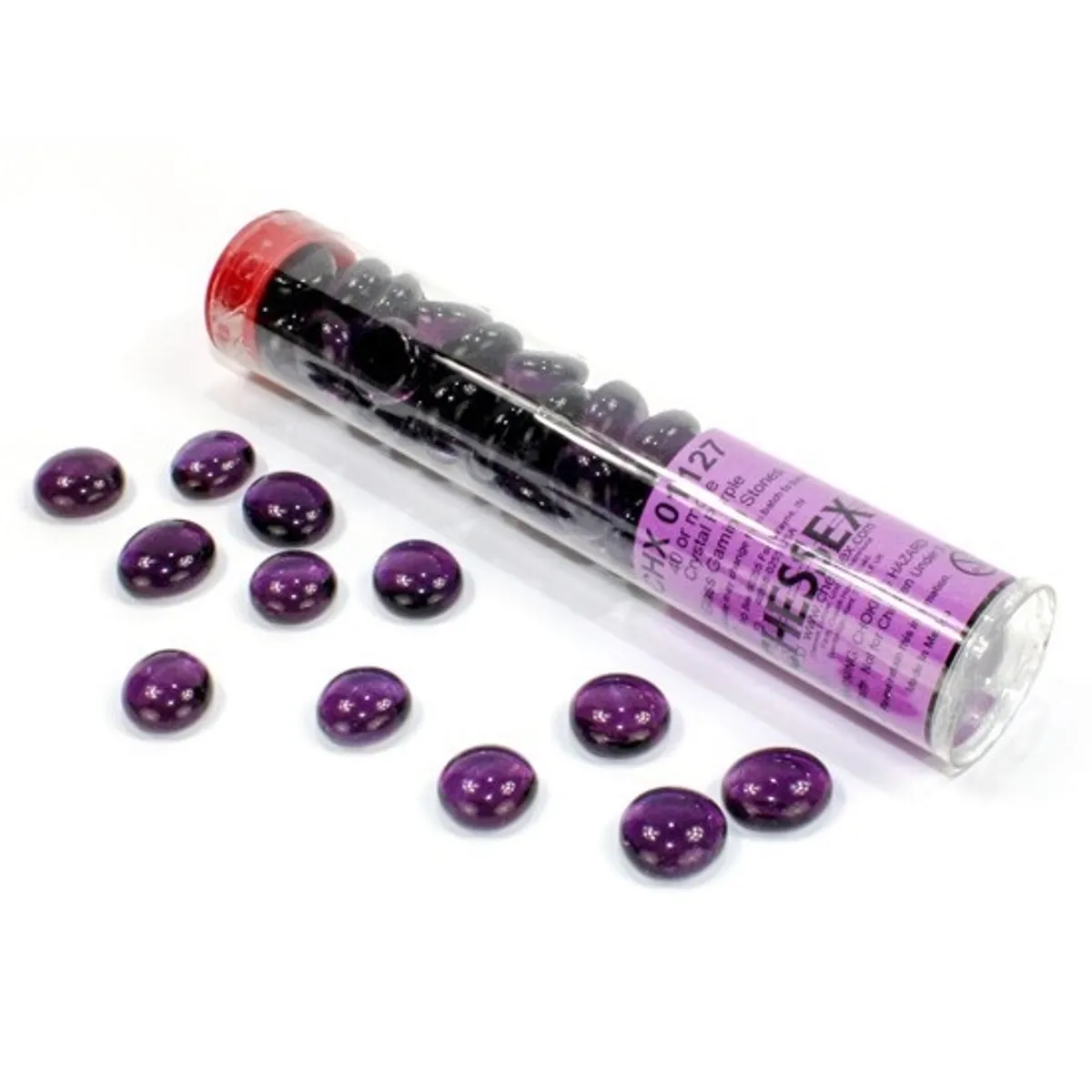 Gaming Counters - Chessex: Violet Glass Stones (Qty 40+) in 14cm Tube