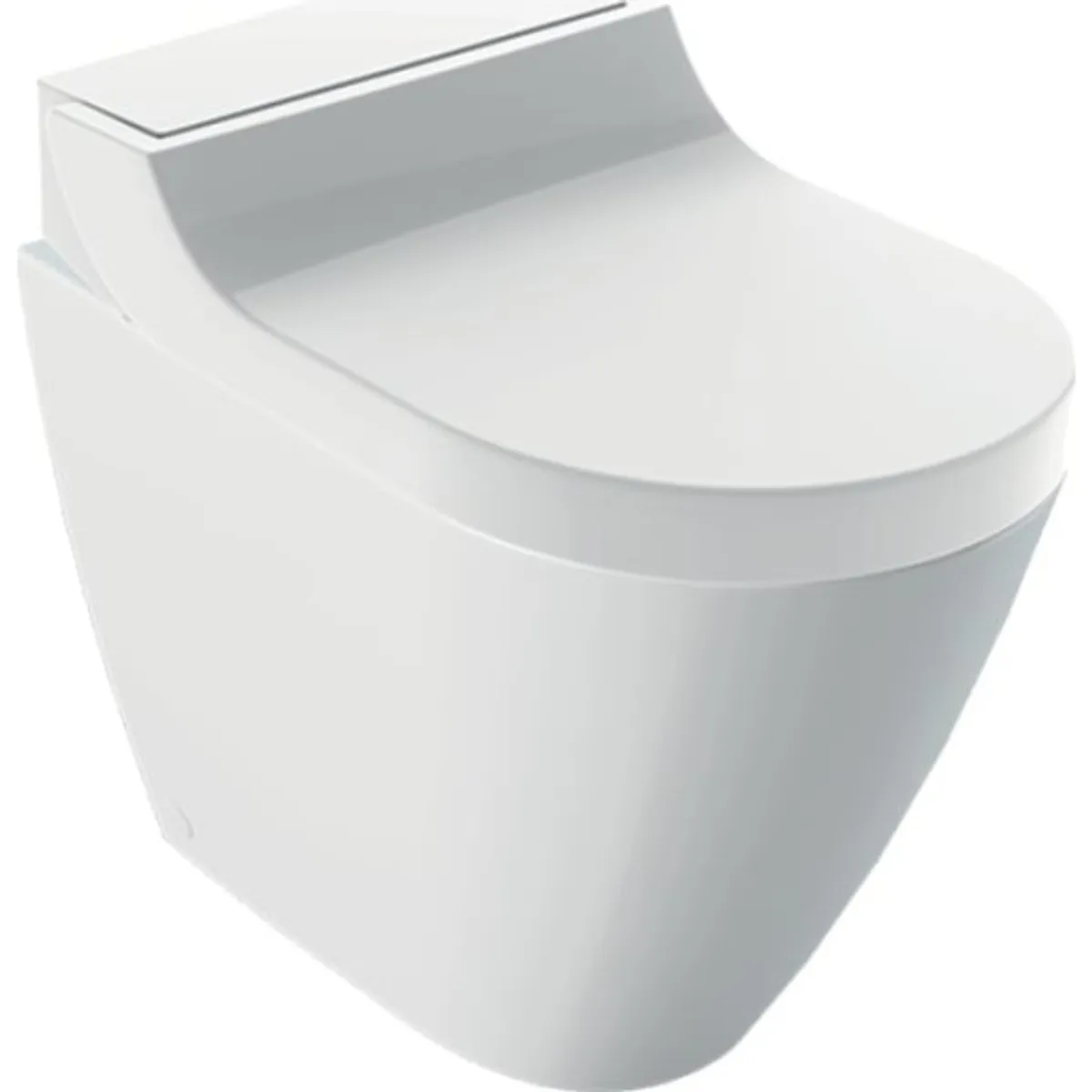 Geberit Aqc Tuma Comfort gulvstående douchetoilet, hvid/glas