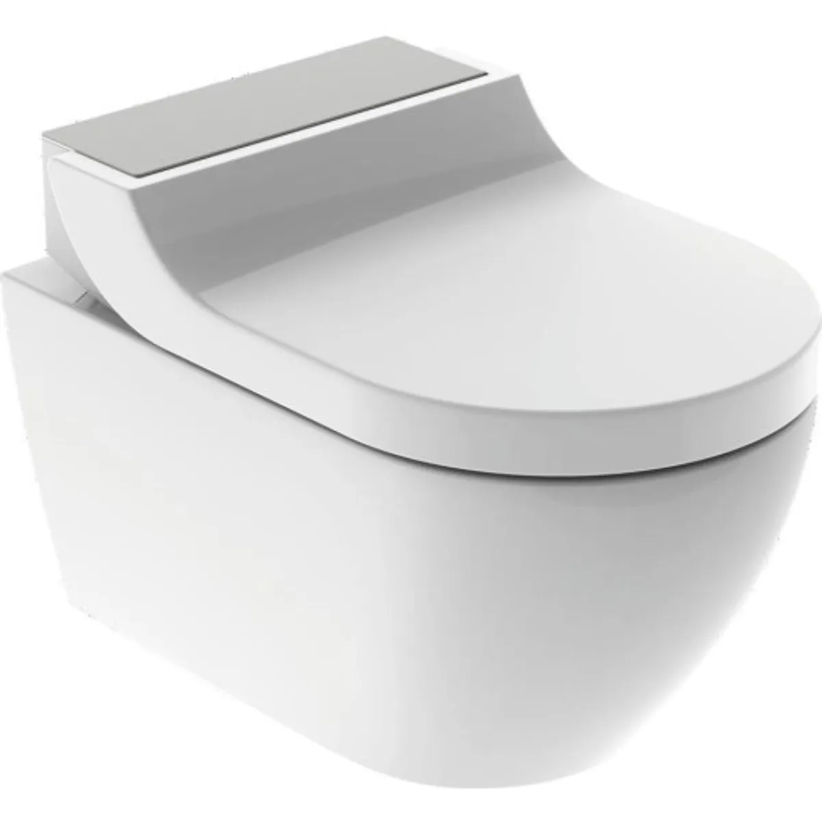 Geberit AquaClean Tuma Comfort douchetoilet, uden skyllekant, rengøringsvenlig, børstet stål/hvid