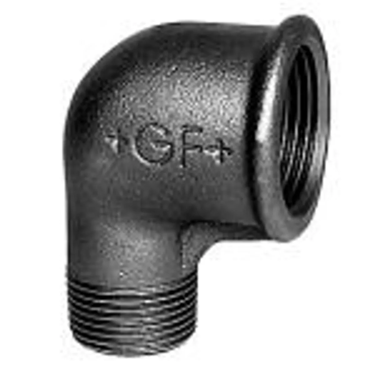 Georg Fischer vinkel 90 ° sort reduceret 1/2-3/8'' muffe-nippel