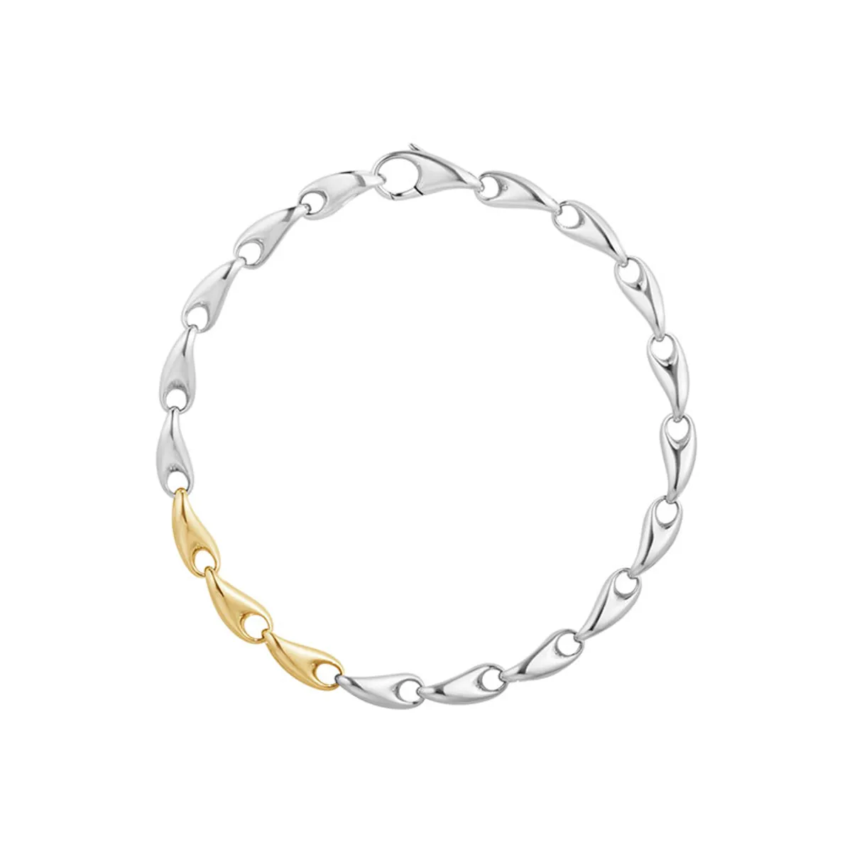 Georg Jensen Reflect Slim Link 652A armbånd i sølv og 18 kt guld