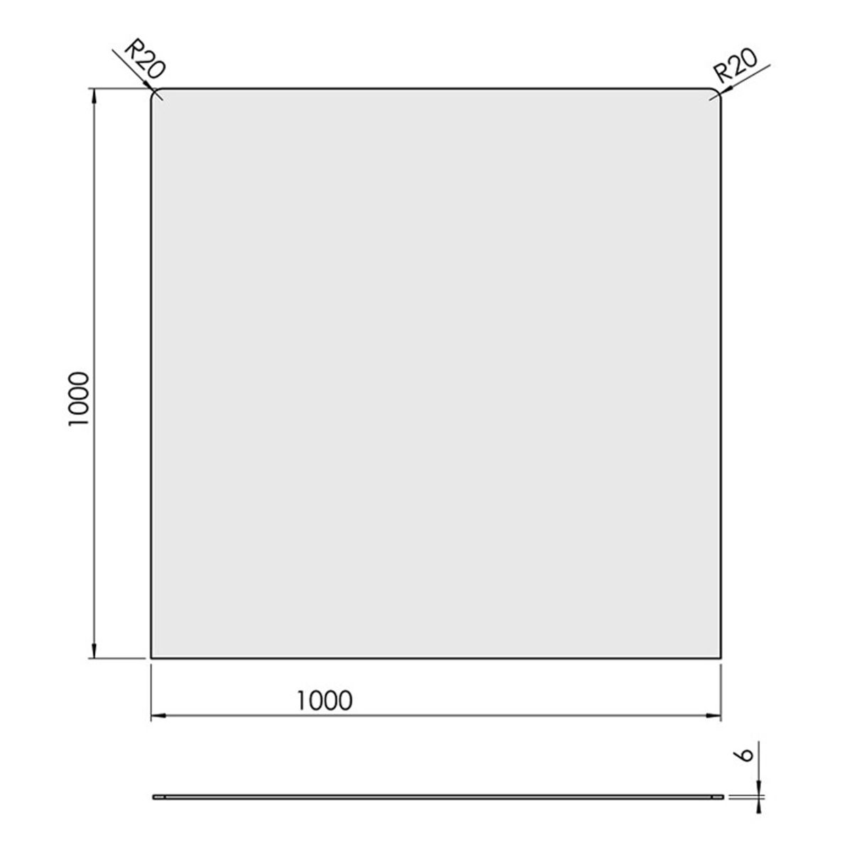 Glasgulvplade Firkant - 100 x 100 cm